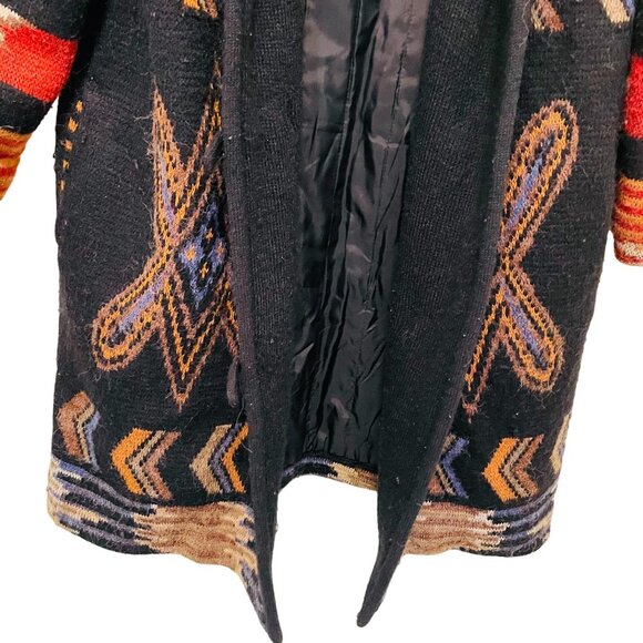 Eugenia By Angenie Womens Hooded Southwestern Coat Multicolor Jacket Acrylic Nyl - Picture 7 of 10